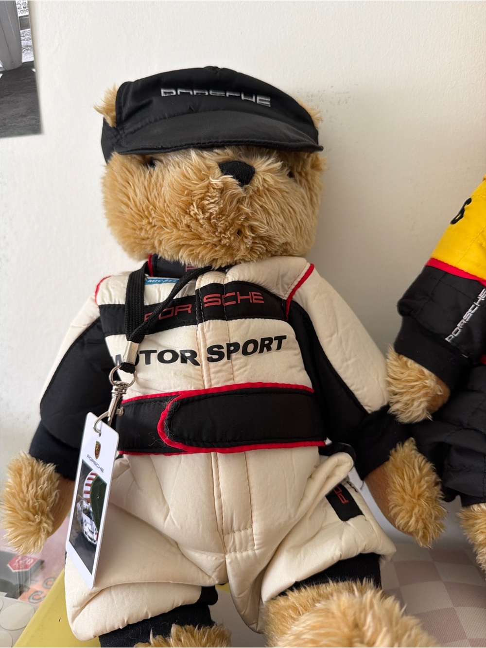 Porsche Design Plush Bear in Cream, Black & Red Racing Suit